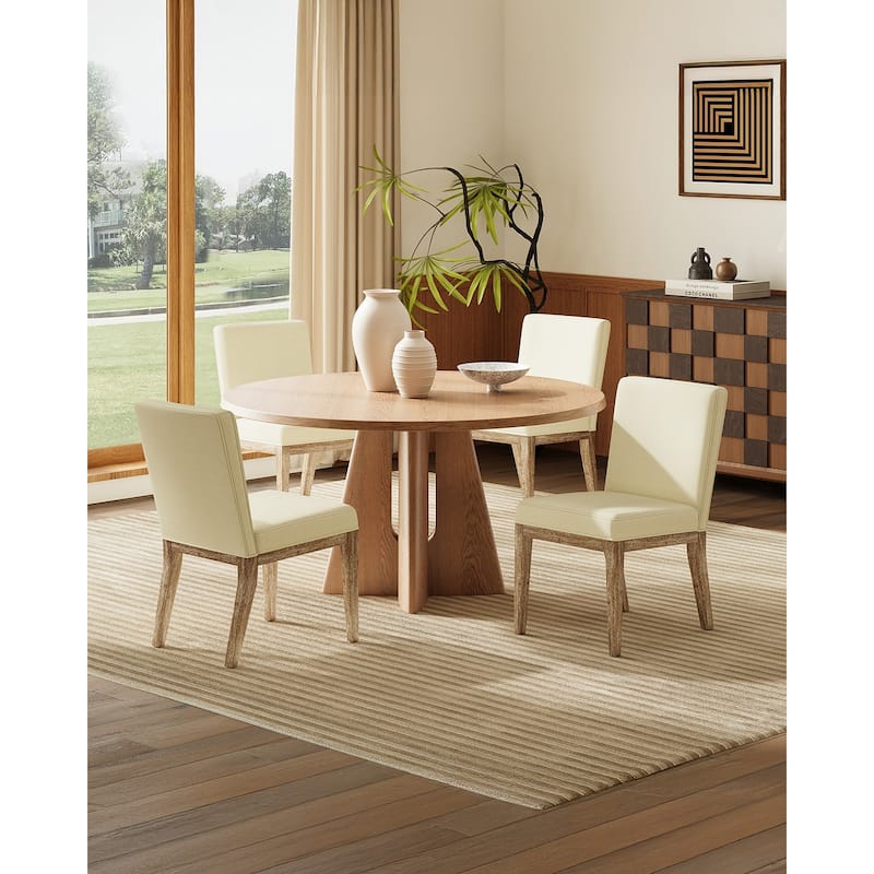 Multiple pieces of medieval-style dining chairs Wood Legs - Beige - Set of 4