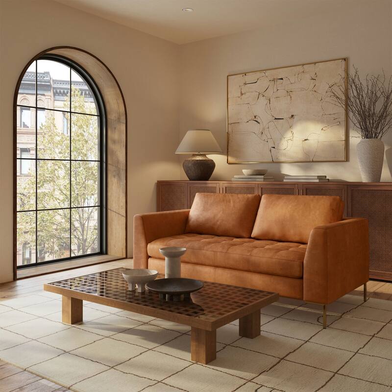 Poly & Bark Calle 75" Genuine Italian Leather Apartment Sofa