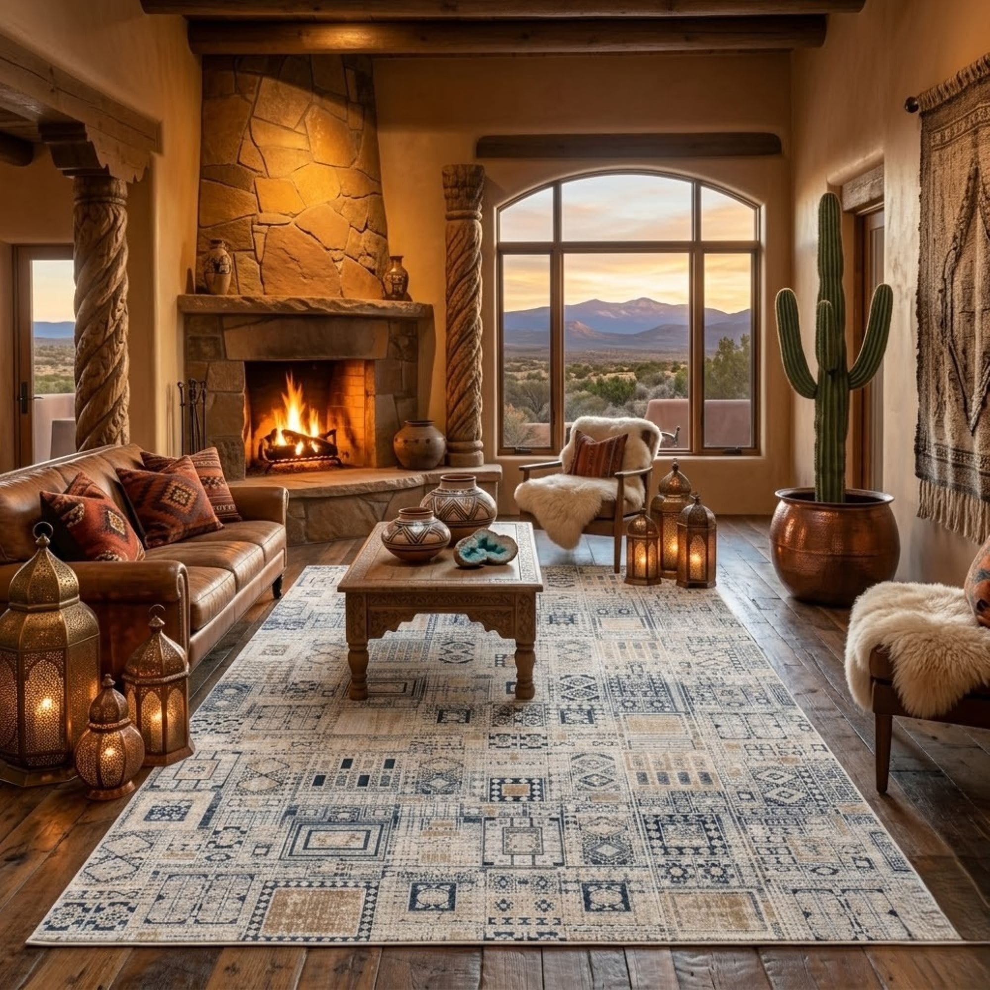 The Gray Barn Modern Aztec Moroccan Viscose Area Rug