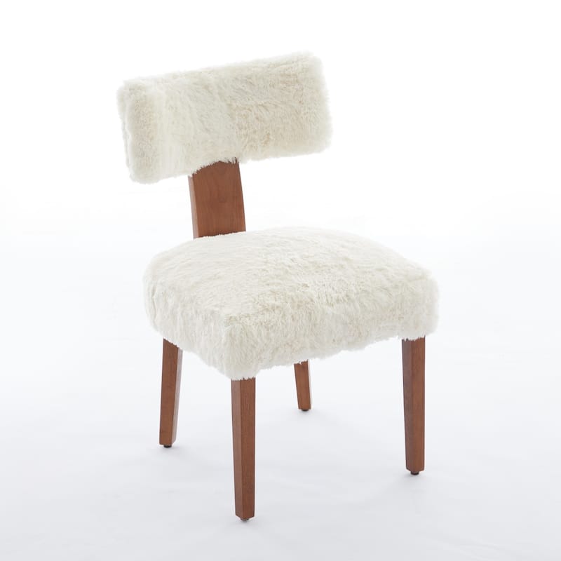 Set of 2 Upholstered Dining Chairs with Curved Backrest, Wooden Legs