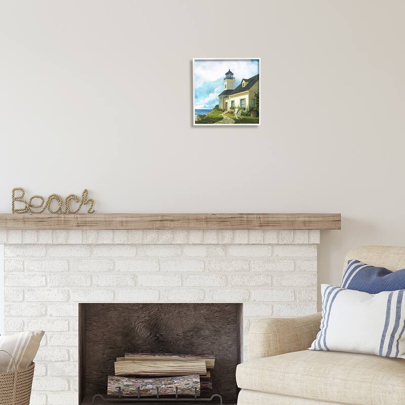 Stupell Coastal Lighthouse Beacon House Framed Giclee Art by Michael Humphries