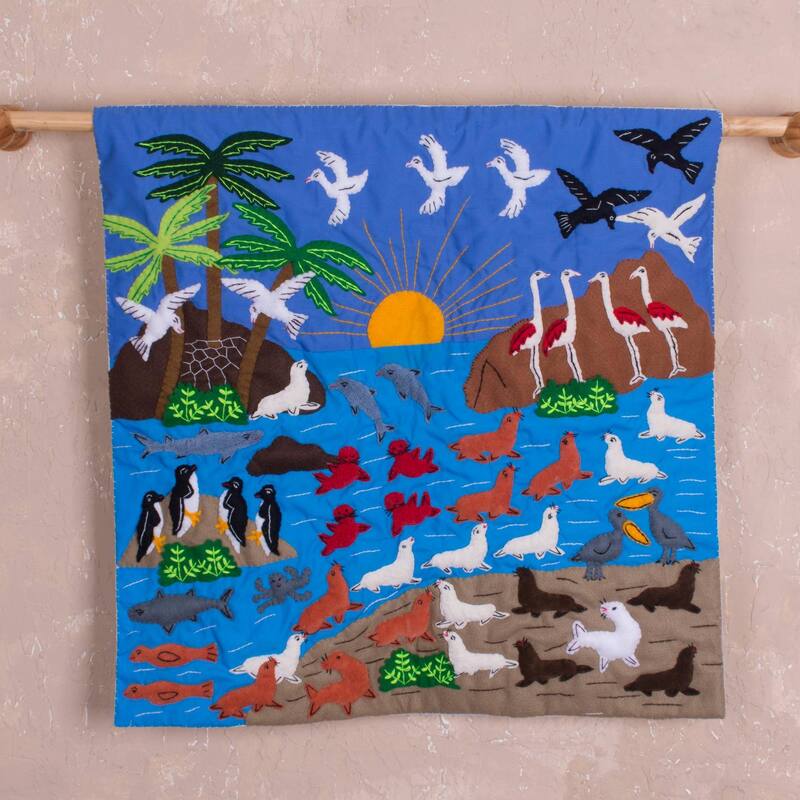 Novica Handmade Paracas Cotton Arpillera Wall Hanging