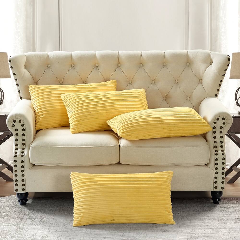 Ribbed Flanned 4 Pieces Pillow Shell Set, NO INSERT