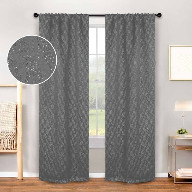 Superior Zuri Washable Room Darkening Curtains, Set of 2 Panels - 26"x84" - Charcoal