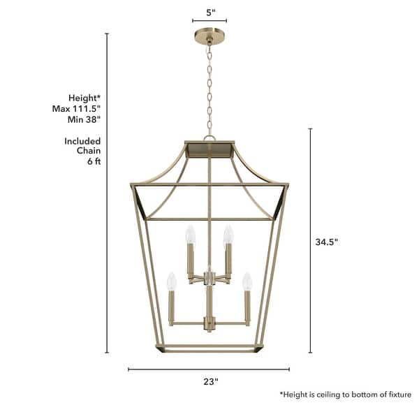 dimension image slide 0 of 3, Hunter Laurel Ridge 23" 8-Light Lantern Pendant - Entry - Candle, Modern Farmhouse, Contemporary, Transitional