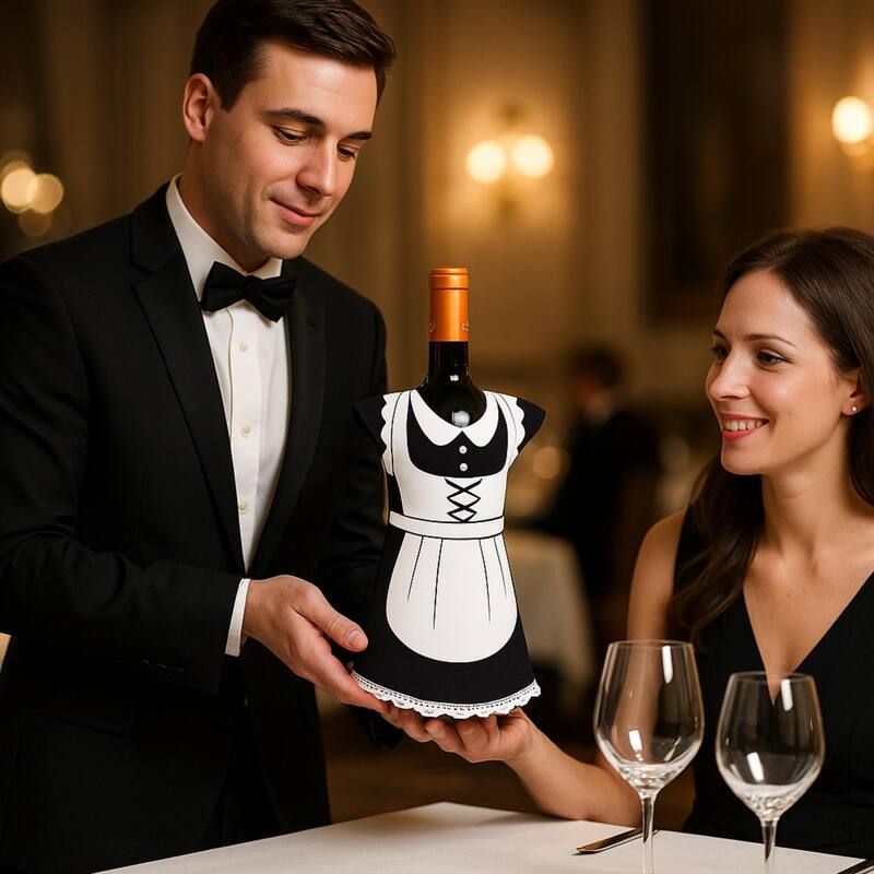 Creative Home Neoprene Party Maid Shape Wine Bottle Cover Jacket, Wine Chiller Jacket