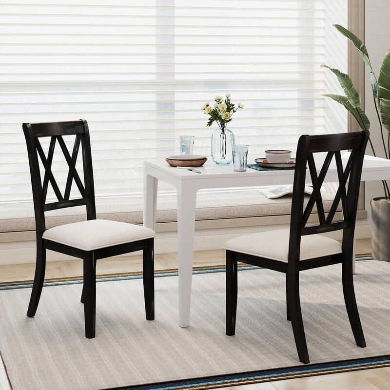 Costway 2/4 PCS Farmhouse Dining Chairs Modern Kitchen Chairs with