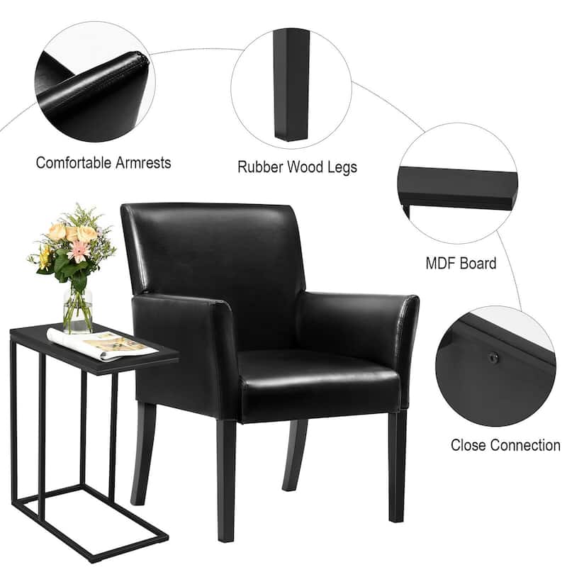 Gorelax C-shaped Side End Table & Reception Arm Chair Set w/Rubber