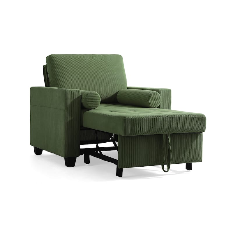 39" Adjustable Recline Convertible Sleeper Accent Chair with USB Port