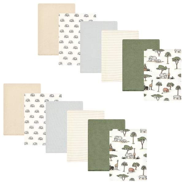slide 1 of 1, Hudson Baby Cotton Flannel Burp Cloths Bundle, Going On Safari, One Size - Going On Safari - One Size One Size - Going On Safari