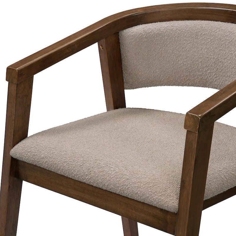 Christopher Knight Home - Noren Mid-Century Boucle Upholstered U-Shaped Dining Chair with Armrest - Set of 2