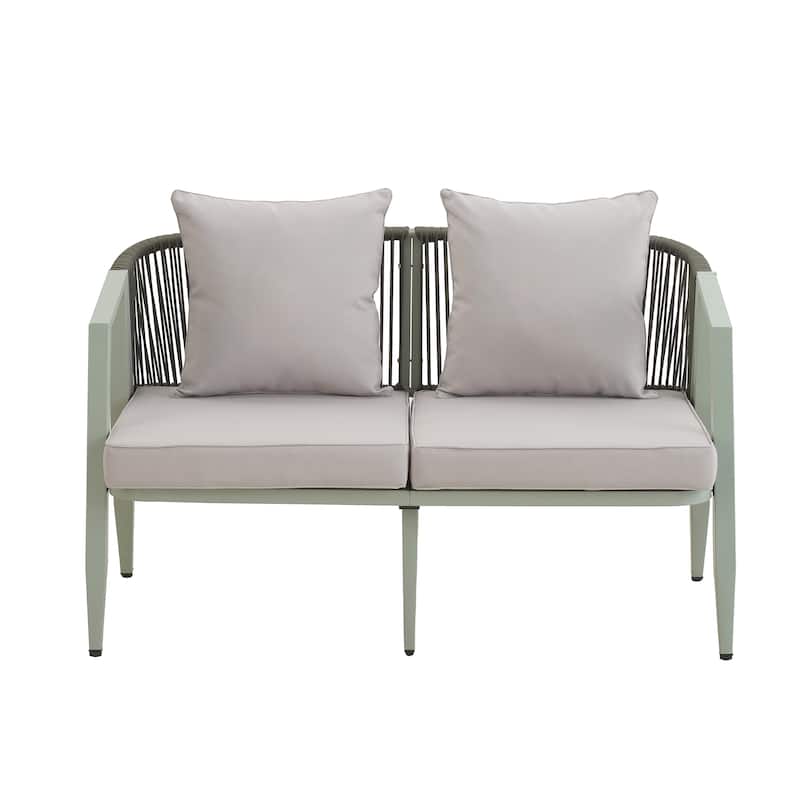 Durable Outdoor Seating Set with Iron Frame Cushions and Table for Patios Lawns and Poolsides Green