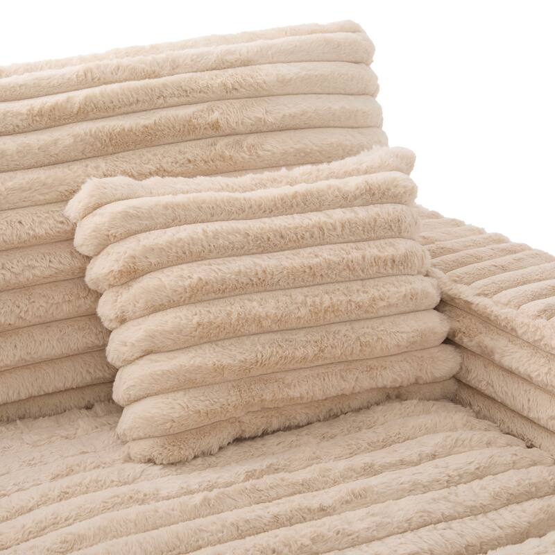 Oversized Double Chaise Lounge Sofa, Living Room 2 Seater Sofa Upholstered Sleeper Sofa Bed Daybed with USB Ports & Cup Holders