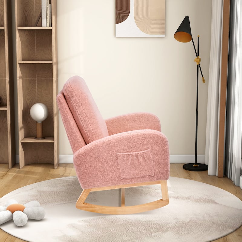 27.2"W Sherpa Rocking Chair with Side Pocket