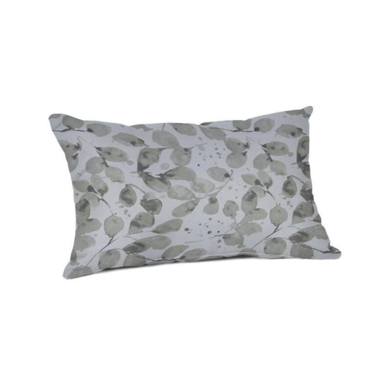 Casual Cushion Floral 1-Piece Indoor/Outdoor Lumbar Pillow, 19"W x 12"L - 19"W x 12"L - Grove Taupe
