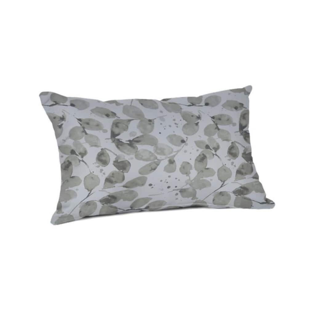 Casual Cushion Floral 1-Piece Indoor/Outdoor Lumbar Pillow, 19"W x 12"L, Grove Taupe