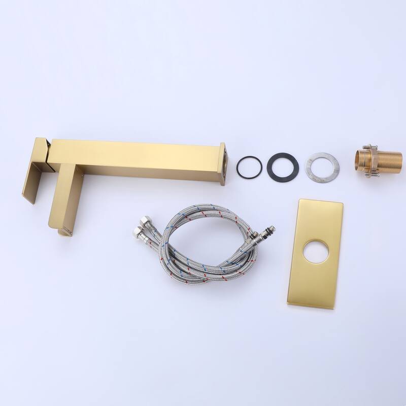 Single Handle Bathroom Vessel Faucet Brushed Gold Bathroom Sink Vessel Faucet One Holes Modern Tall High Basin Vanity Taps