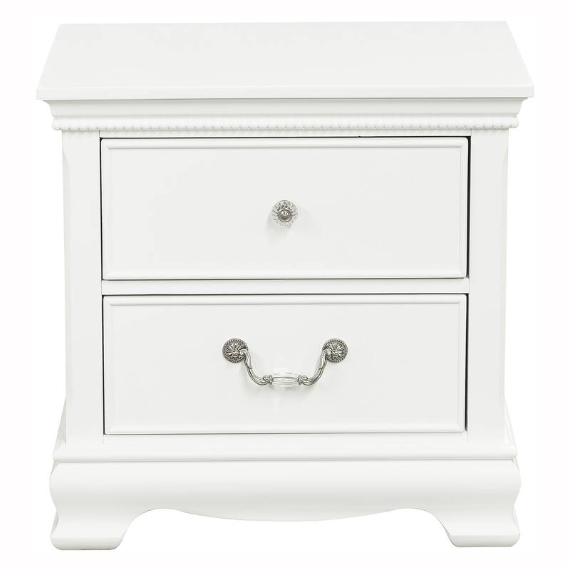 Classic Traditional Nightstand, White Finish, Dovetail Drawers, Bedside Table