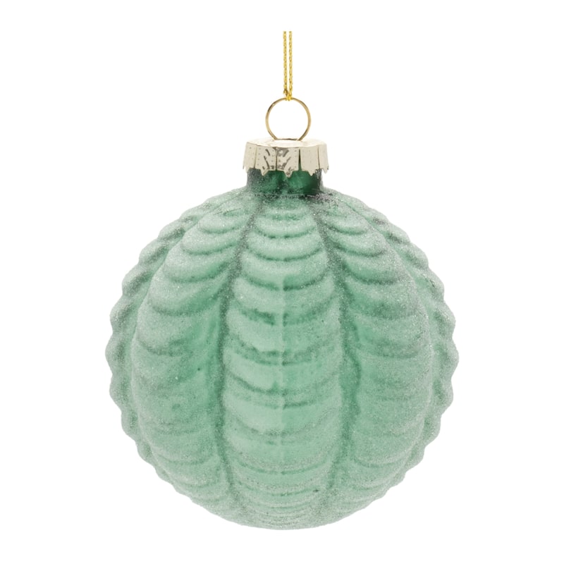 Scalloped and Harlequin Frosted Glass Christmas Ball Ornaments - 3" - Green - 12ct