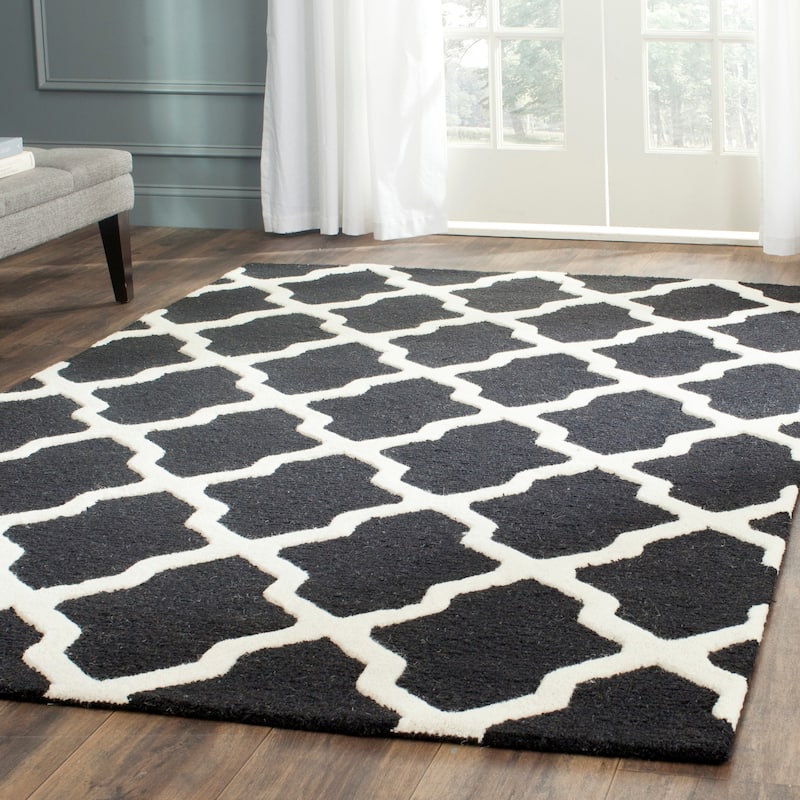 SAFAVIEH Handmade Cambridge Eirny Moroccan Trellis Wool Rug - 3' x 5' - Black/Ivory