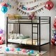 preview thumbnail 1 of 27, Twin over Twin Metal Bunk Bed, Low Bunk Bed with Ladder, Black Black