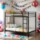 preview thumbnail 2 of 27, Twin over Twin Modern Design Metal Bunk Bed, Low Bunk Bed with Ladder, Easy Assembly, Metal Frame Construction, Black