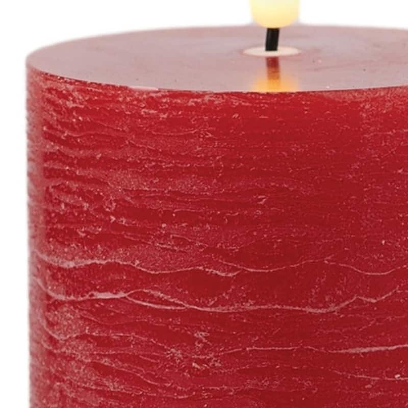 Set of Two Red Flameless Pillar Candles