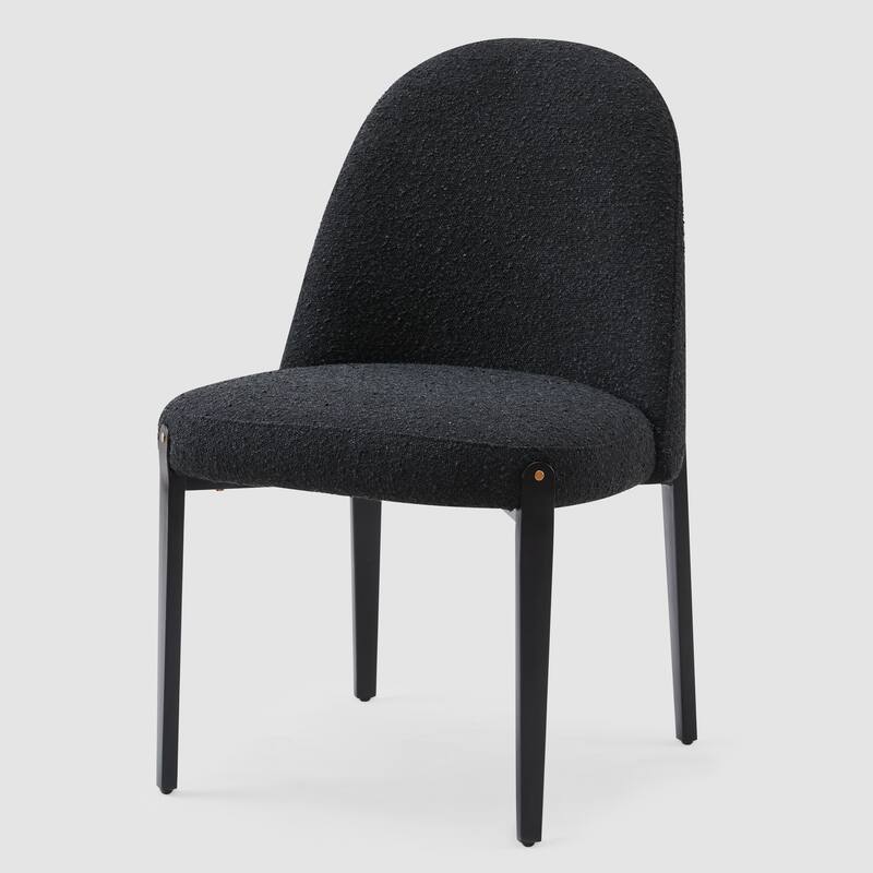 Morden Fort Boucle Dining Chairs with Black Steel Legs, Set of 2