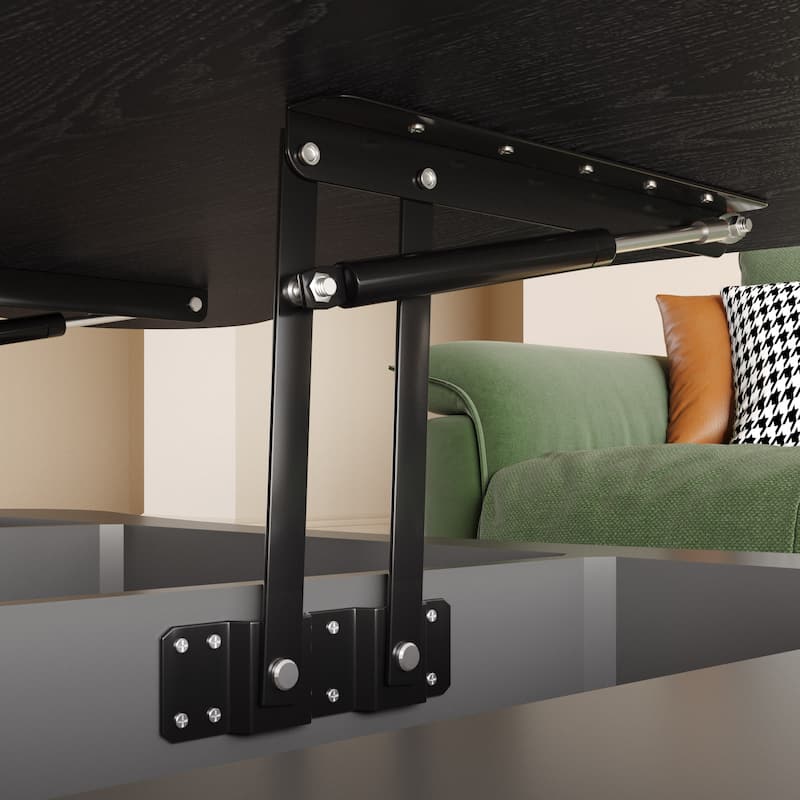 Lift Top Coffee Table - Fluted Panel Hidden Storage,Silent Hydraulic Lift,Curved Safety Corners,5 Min Assembly