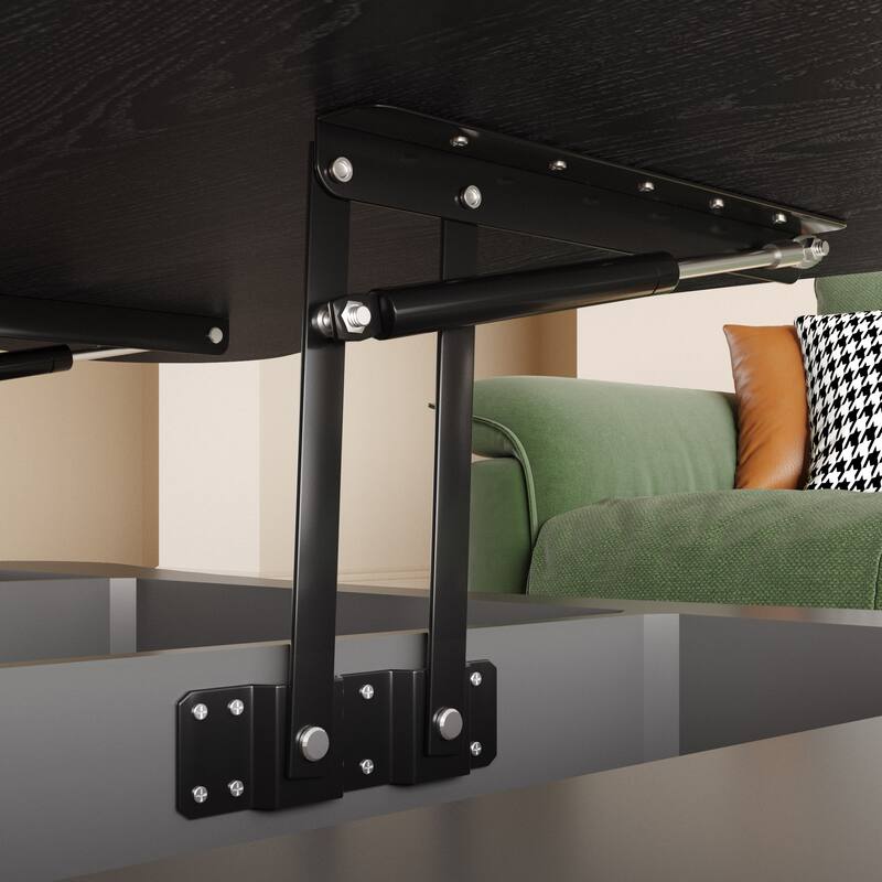 Lift Top Coffee Table 42" - Fluted Panel Hidden Storage, Silent Hydraulic Lift, Curved Safety Corners,5 Min Assembly