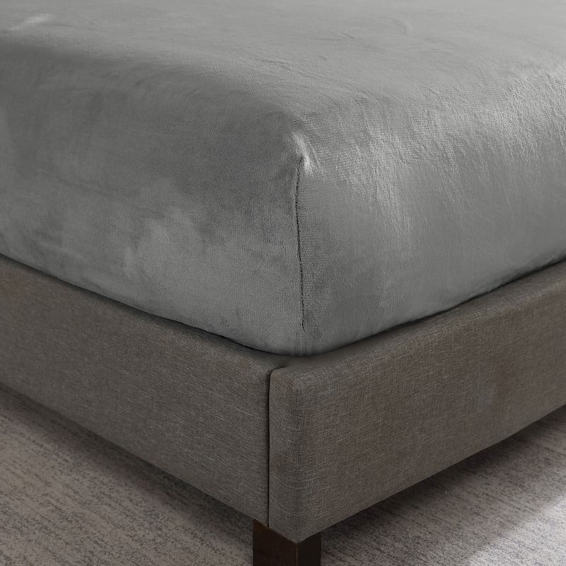 Swift Home Cozy Soft Microplush Flannel Fitted Sheet - Gray - King