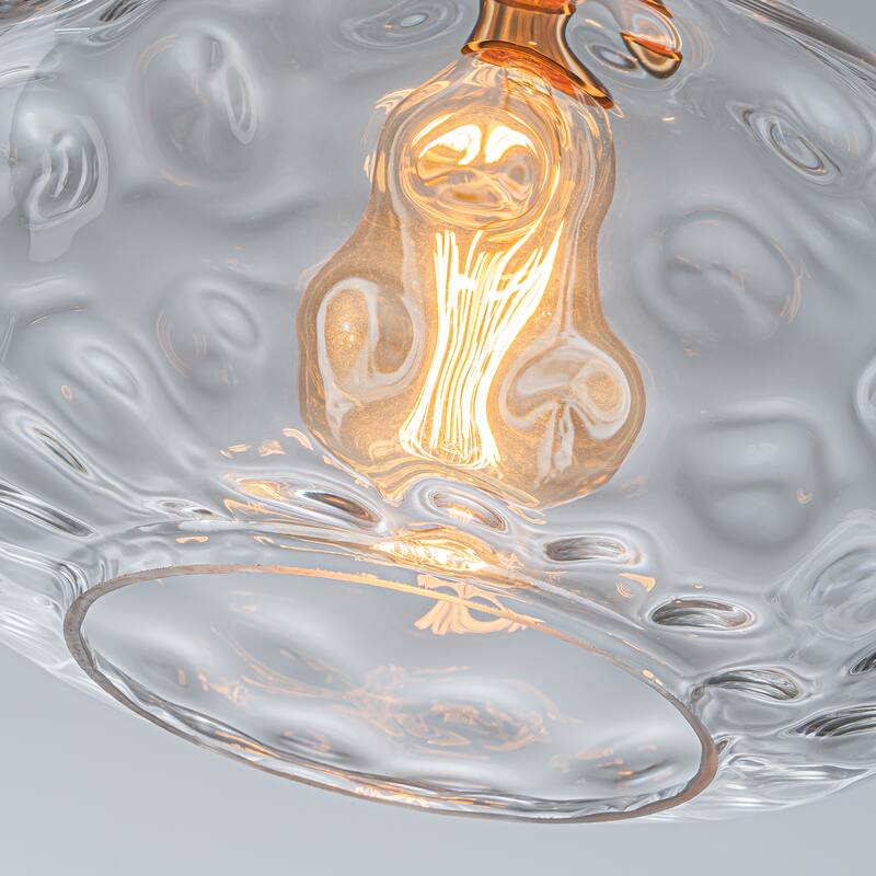 Starsky Modern 1-Light Clear Hammered Glass Kitchen Island Pendant Light