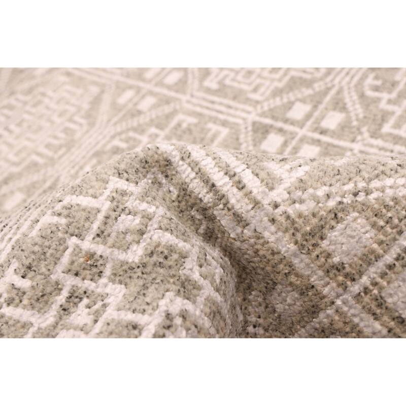 ECARPETGALLERY Hand-knotted Tangier Grey Silk, Wool Rug - 5'4 x 7'8