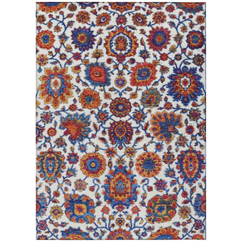 Machine Washable Indoor/Outdoor Traditional Farmhouse Chantille Rug