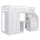 preview thumbnail 15 of 16, Twin Loft Bed with Wardrobe, Desk, Drawers, Cabinet, and Staircase, White