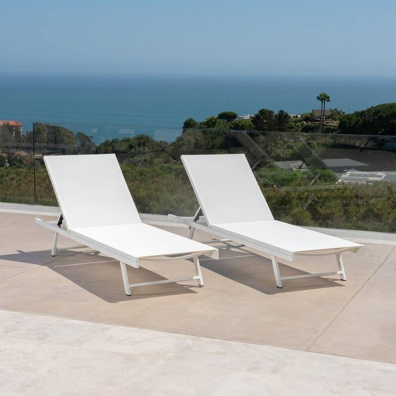 Outdoor aluminum frame mesh chaise lounge chair