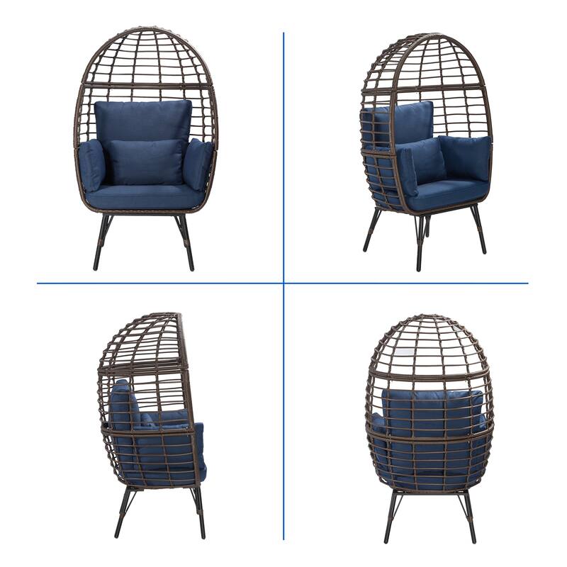 Cozywor Patio Indoor/Outdoor Egg Lounge Chair with Ottoman and Cushions