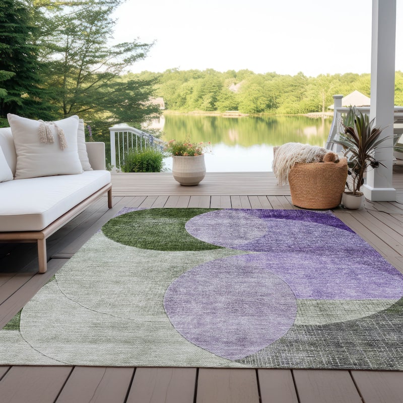 Machine Washable Indoor/ Outdoor Contemporary Deco Chantille Rug