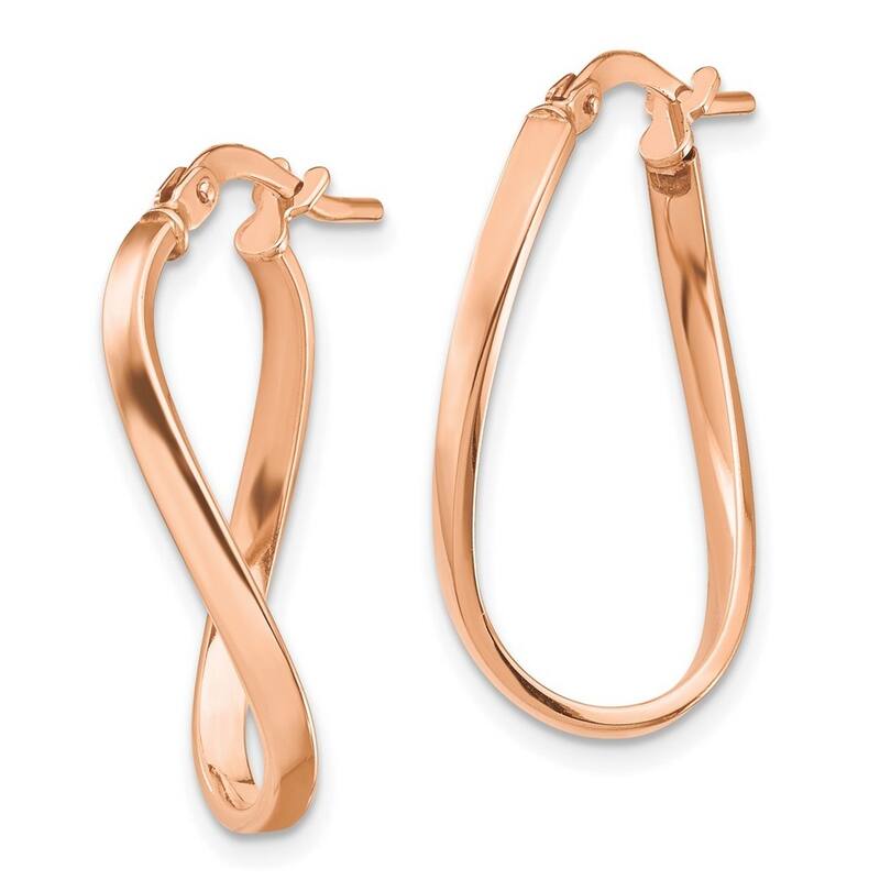 Curata 14k Rose Gold Polished 23x2mm Wavy Hoop Earrings