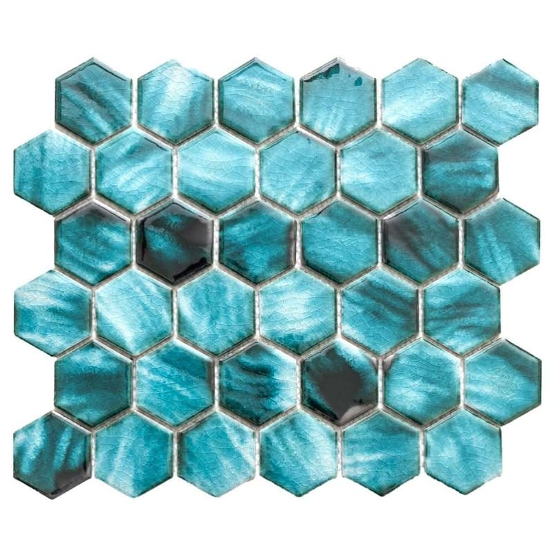 Agate 2x2 Glossy Porcelain Hexagon Mosaic Tile - Wall & Backsplash