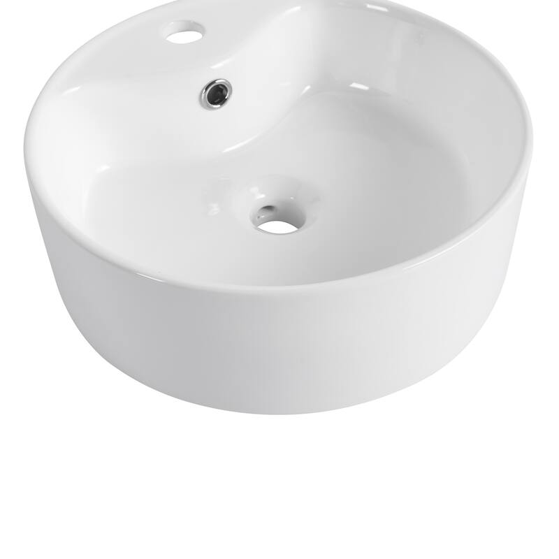Ceramic Rotundity Above Counter White Bathroom Sink Art Basin