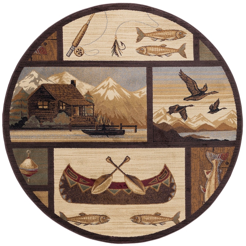 Natural Lodge Novelty Graphic Indoor Area Rug