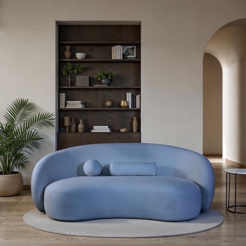 Furniture of America Nalei Modern 85-inch Chenille Sofa with Pillows - Denim Blue