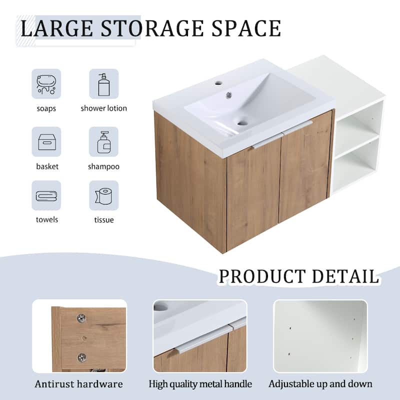 36 Inch Soft Close Doors Bathroom Vanity With Sink, A Small Storage Shelves, 24" and 12" Combination Cabinet