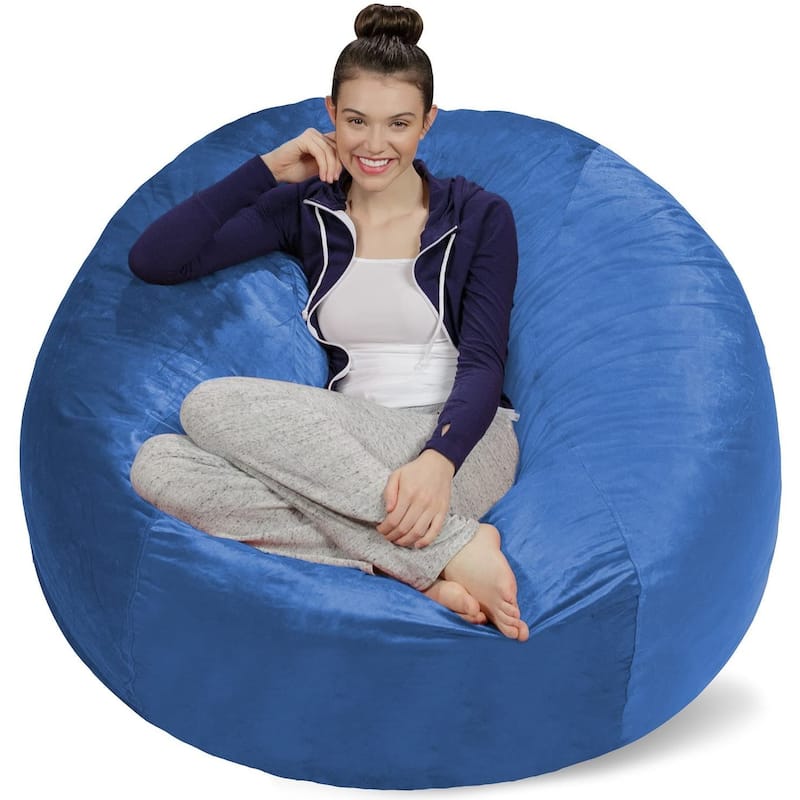 5-foot Bean Bag Chair Large Memory Foam Bean Bag - Royal Blue - Large
