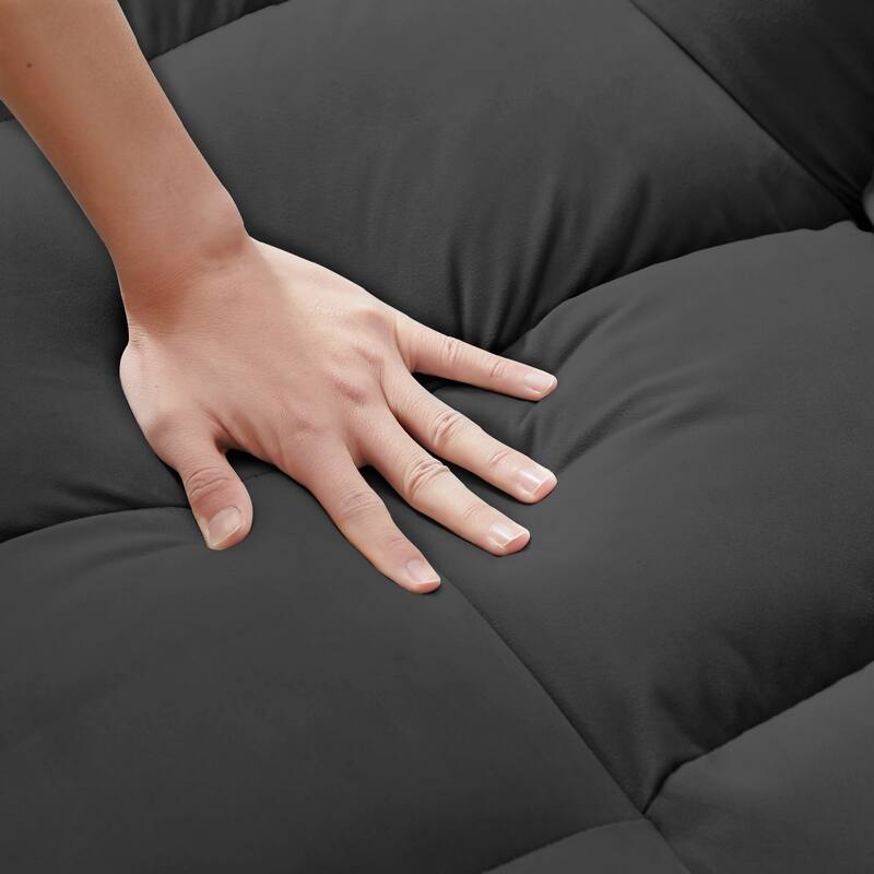 Modern 3 in 1 Convertible Velvet Loveseat Futon Sofa Couch with Pullout Bed