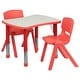 preview thumbnail 13 of 11, 21.875"W x 26.625"L Rectangle Plastic Activity Table Set with 2 Chairs Red