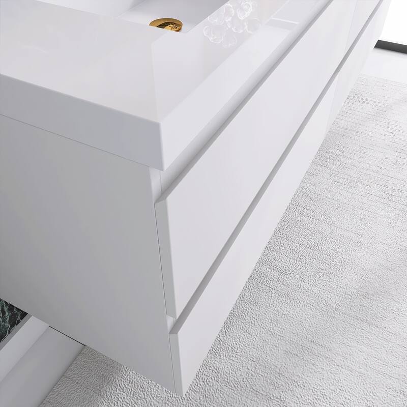 Floating Bathroom Vanity with Integrated Resin Top