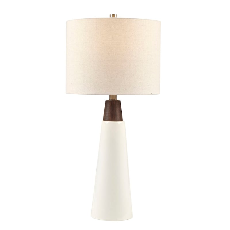 Triangular Ceramic and Wood Table Lamp for living room,bedroom,and dining room