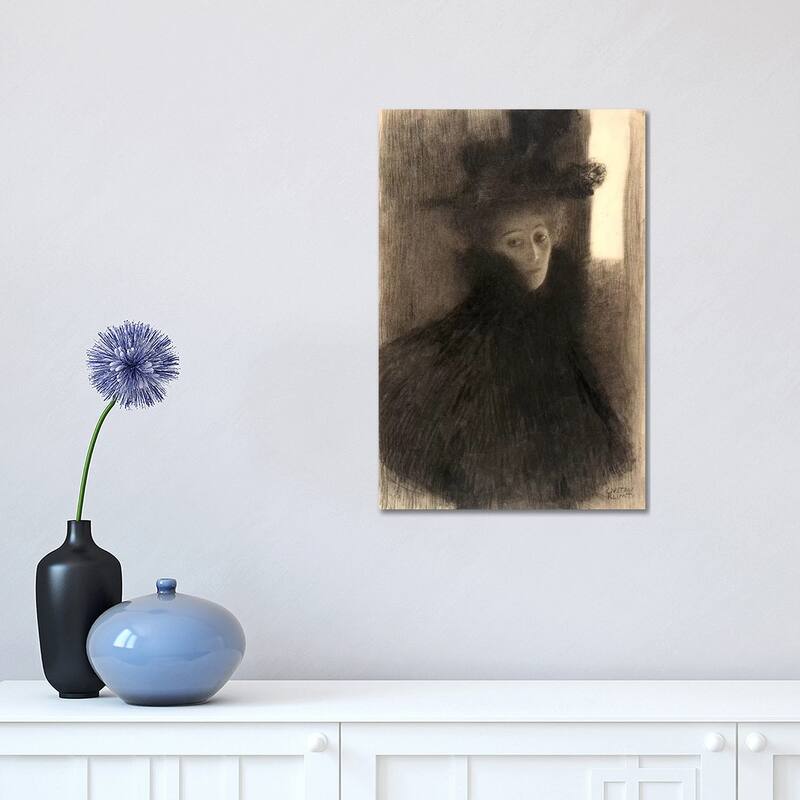 iCanvas "Portrait of a Lady with Cape and Hat" by Gustav Klimt Canvas Print - 18x12x1.5
